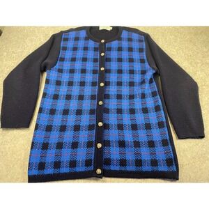 The Edinburgh Collection Wool Blend Cardigan Tartan Plaid Woman's Large VNTG